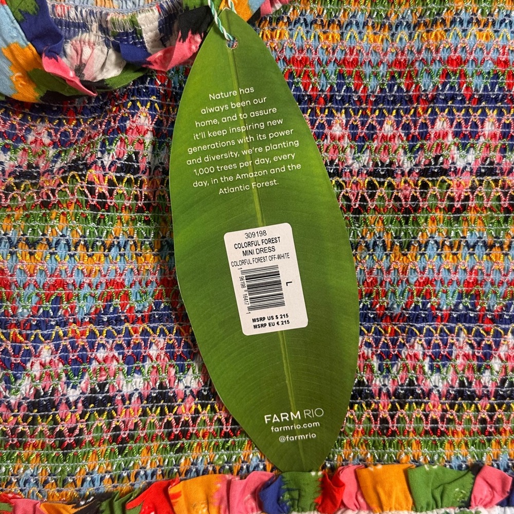 NWT FARM Rio Women's Large Colorful Forest Mini Dress - Picture 7 of 9